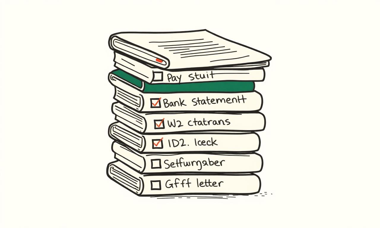 Editorial illustration of a plain-language borrower document checklist